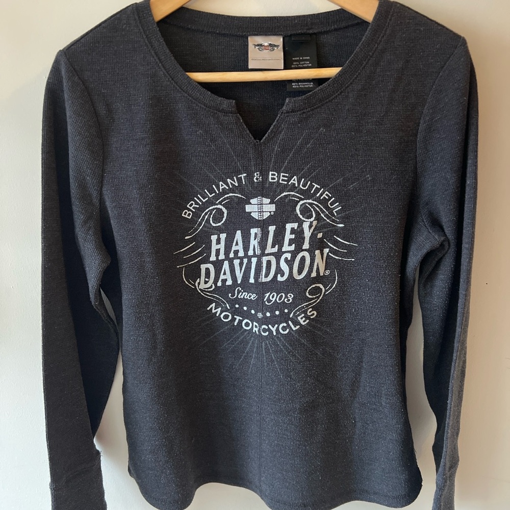 Harley-Davidson Women's Charcoal Long Sleeve Top LP